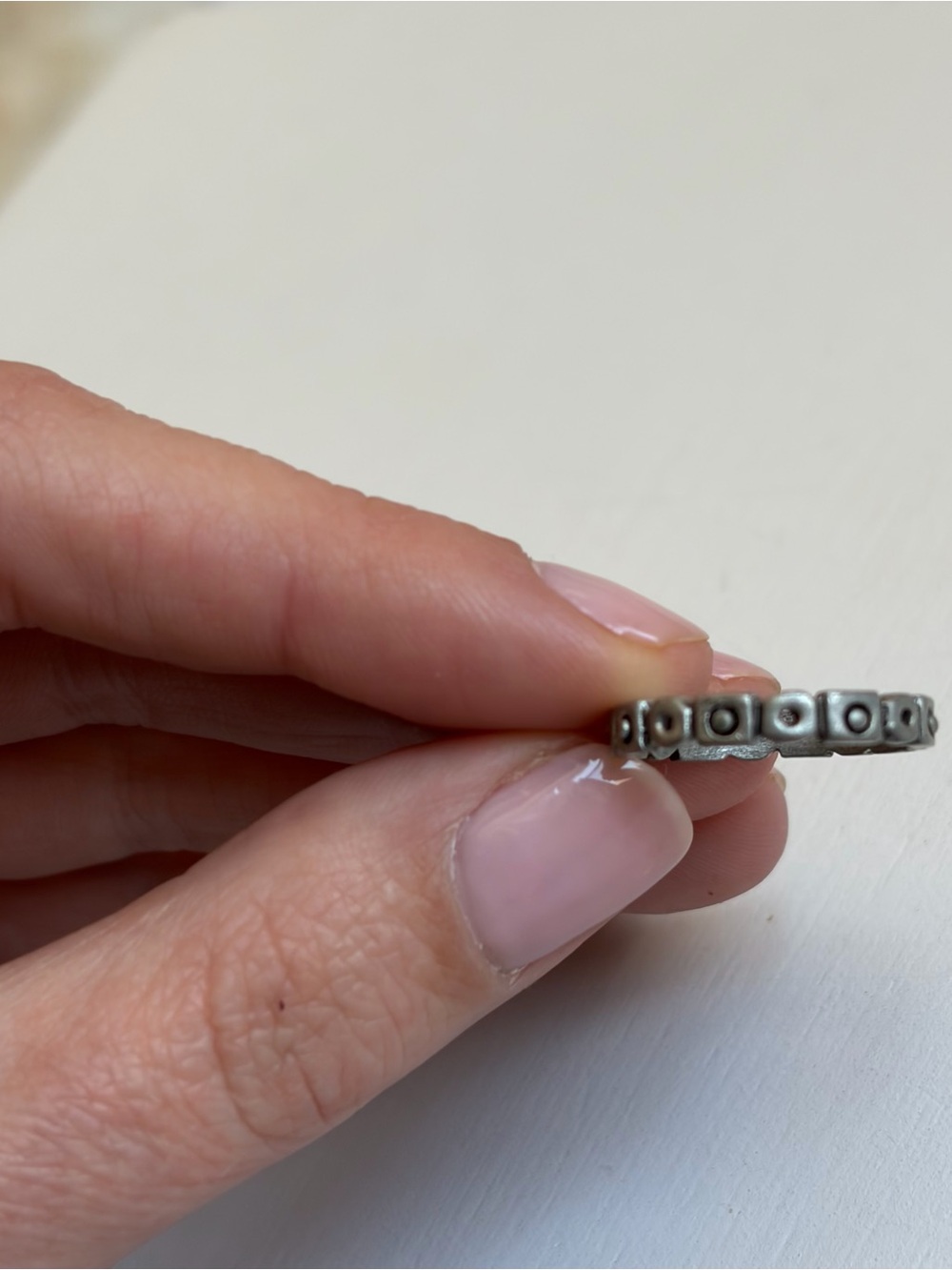 Vintage Women’s Silver Geometric Metal Ring Size 7